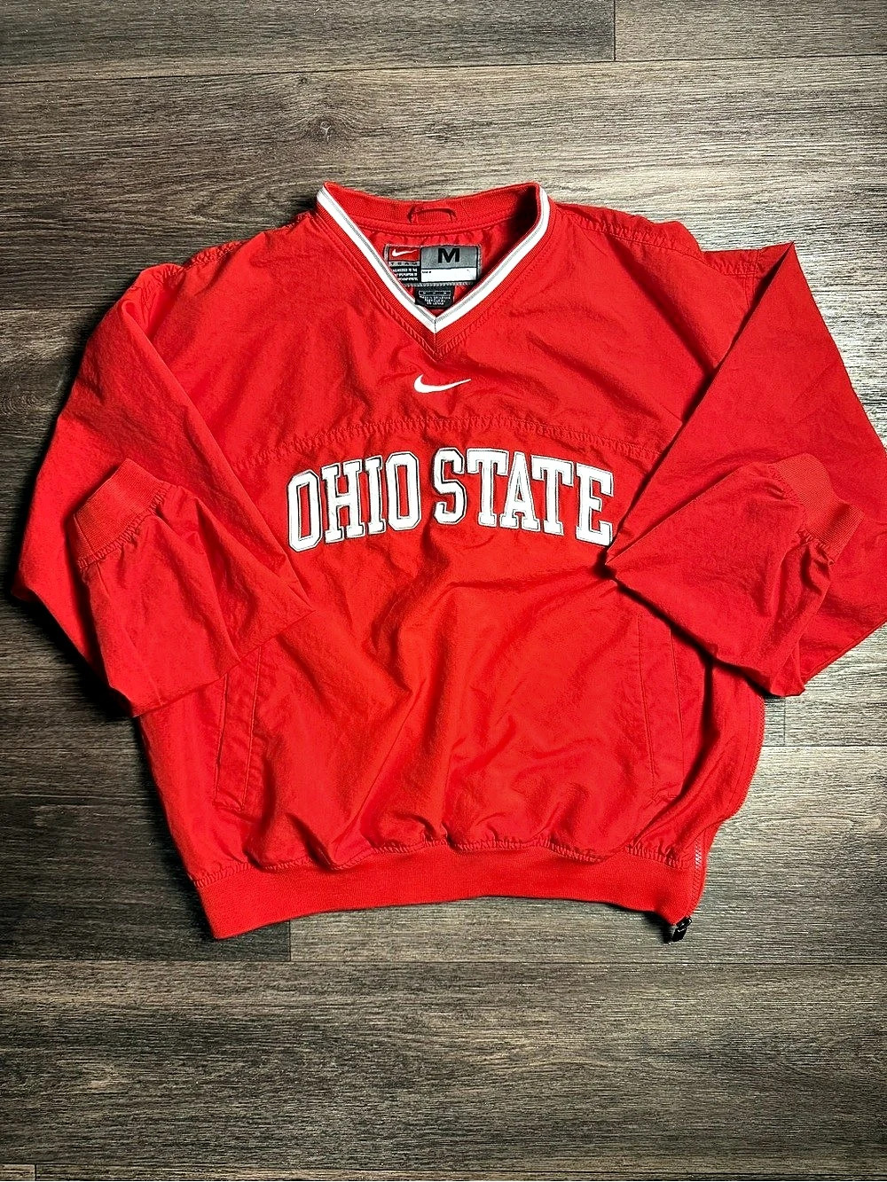 Nike Team Ohio State Buckeyes Vintage Center Swoosh V-Neck Windbreaker Pullover